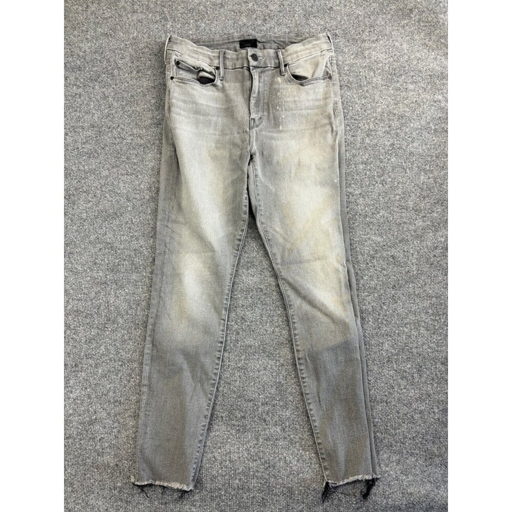 Mother Jeans Women's 28 Gray Denim Looker Ankle Fray Stretch Skinny Mid Rise
